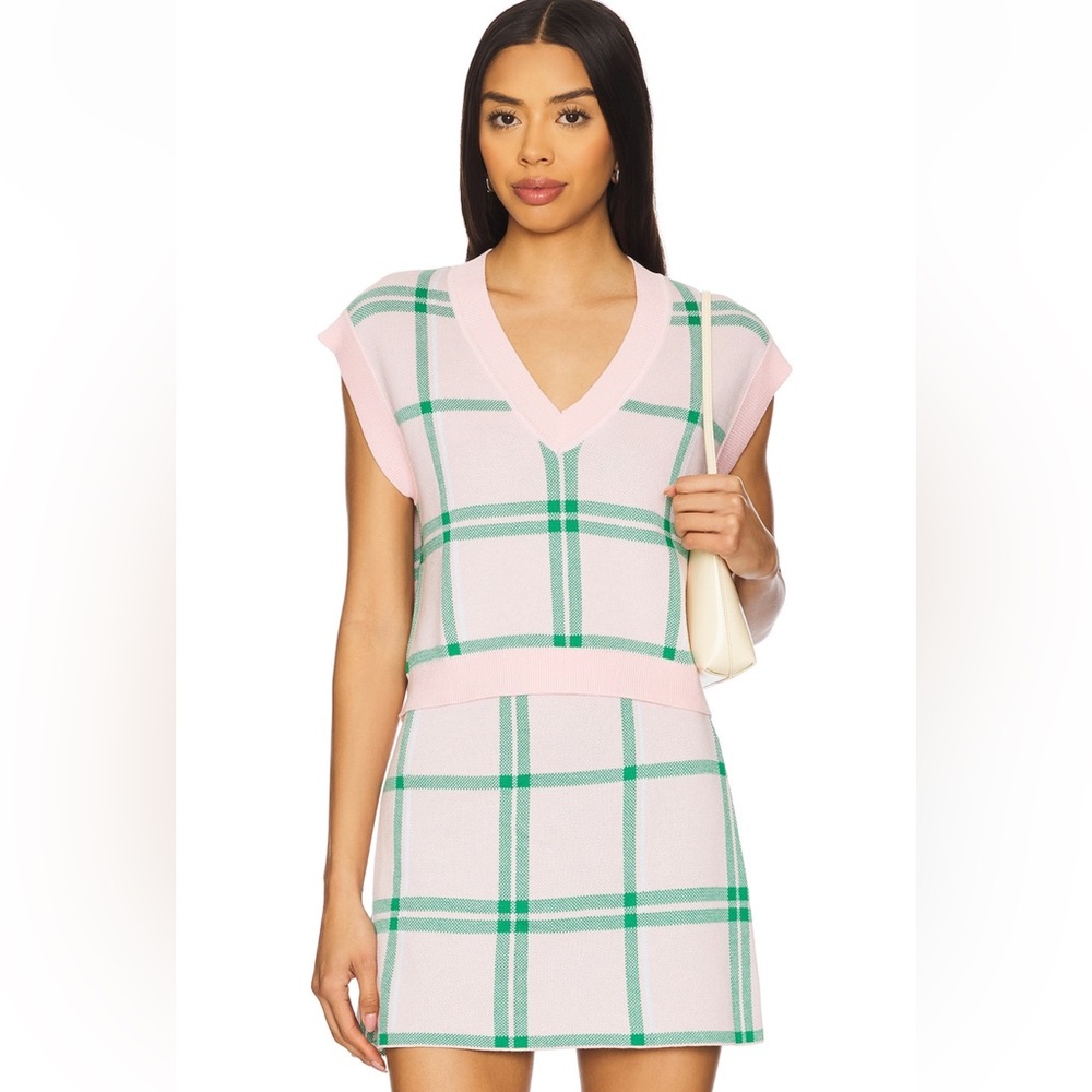 Favorite Daughter Pink and Green Plaid Crop Top - Picture 2 of 2